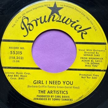 Artistics-Girl I need you-Brunswick Demo vg+
