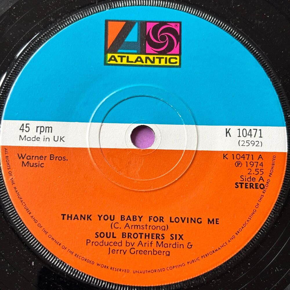 Soul Brothers Six-Thank you baby for loving me-Atlantic 2nd M-