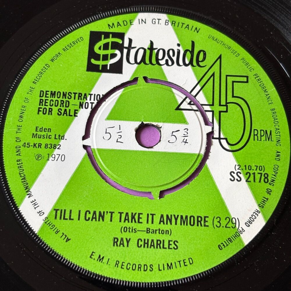 Ray Charles-Till I can't take it anymore-UK Stateside Demo wol E+