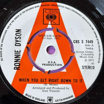 Ronnie Dyson-When you get right down to it-UK CBS Demo M-