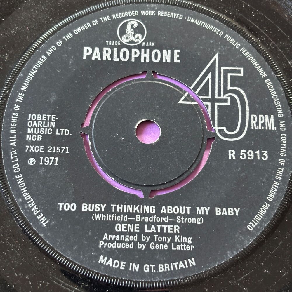 Gene Latter-Too busy thinking about my baby-UK Parlophone E+