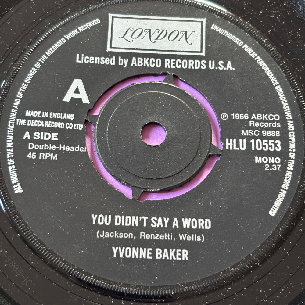 Yvonne Baker-You didn't say a word-UK London M-