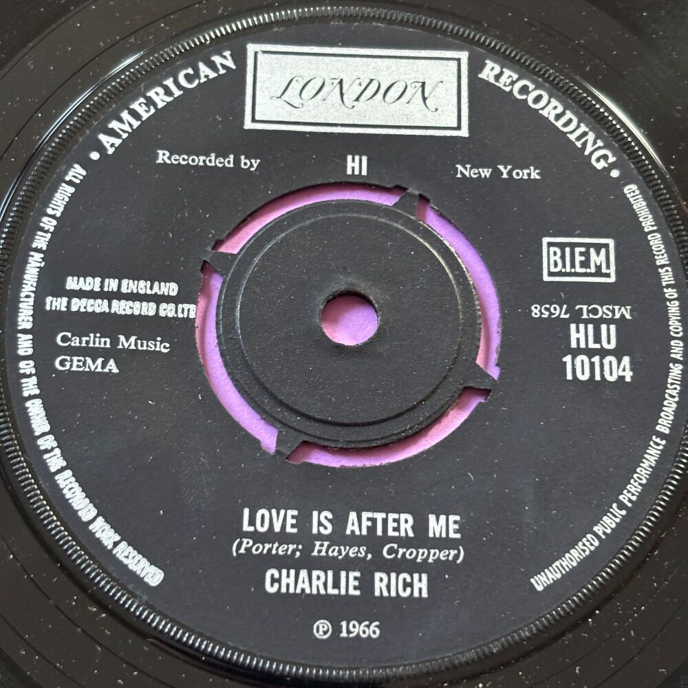 Charlie Rich-Love is after me-UK London E+