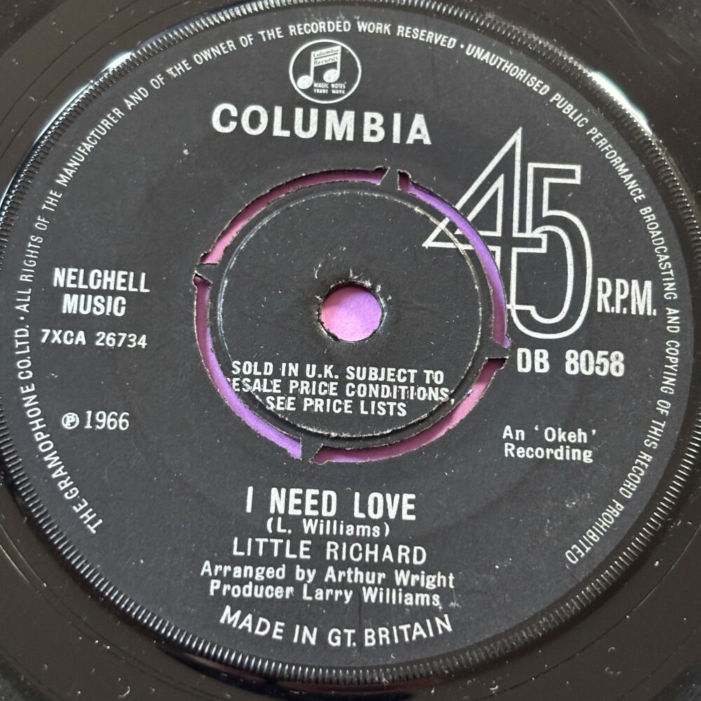 Little Richard-I need love-UK Columbia vg+