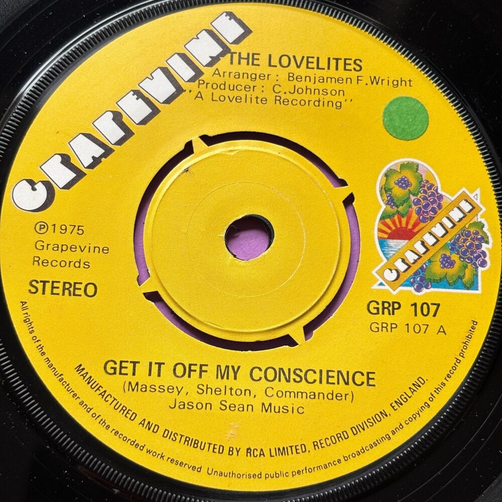 Lovelites-Get it off my concience/What a day-UK Grapevine E+