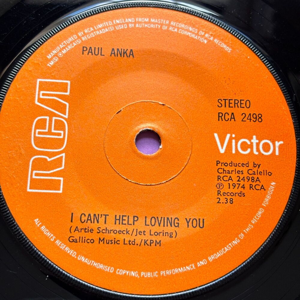 Paul Anka-I can't help loving you-UK RCA E+