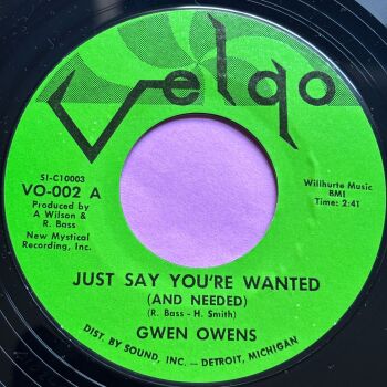 Gwen Owens-Just say you're wanted-Velgo M-