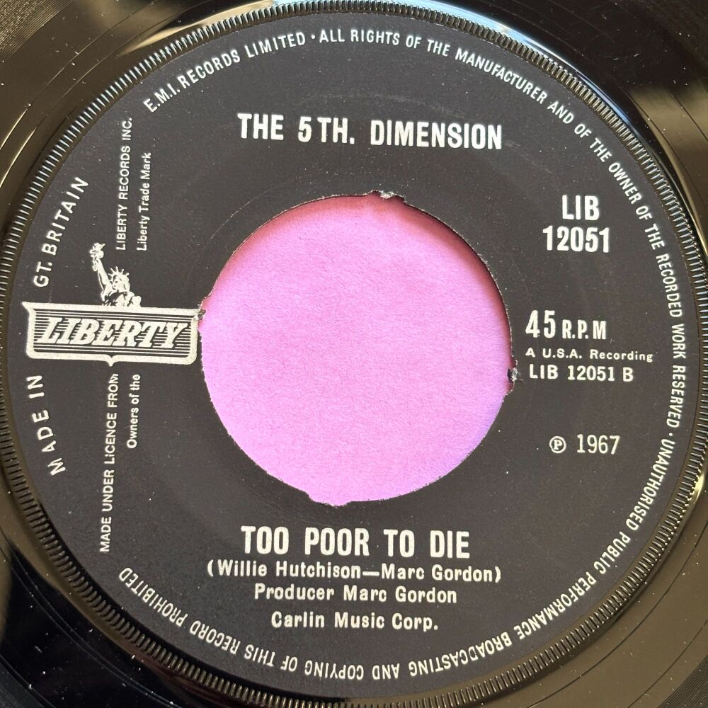5th Dimension-Too poor to die-UK Liberty noc E+