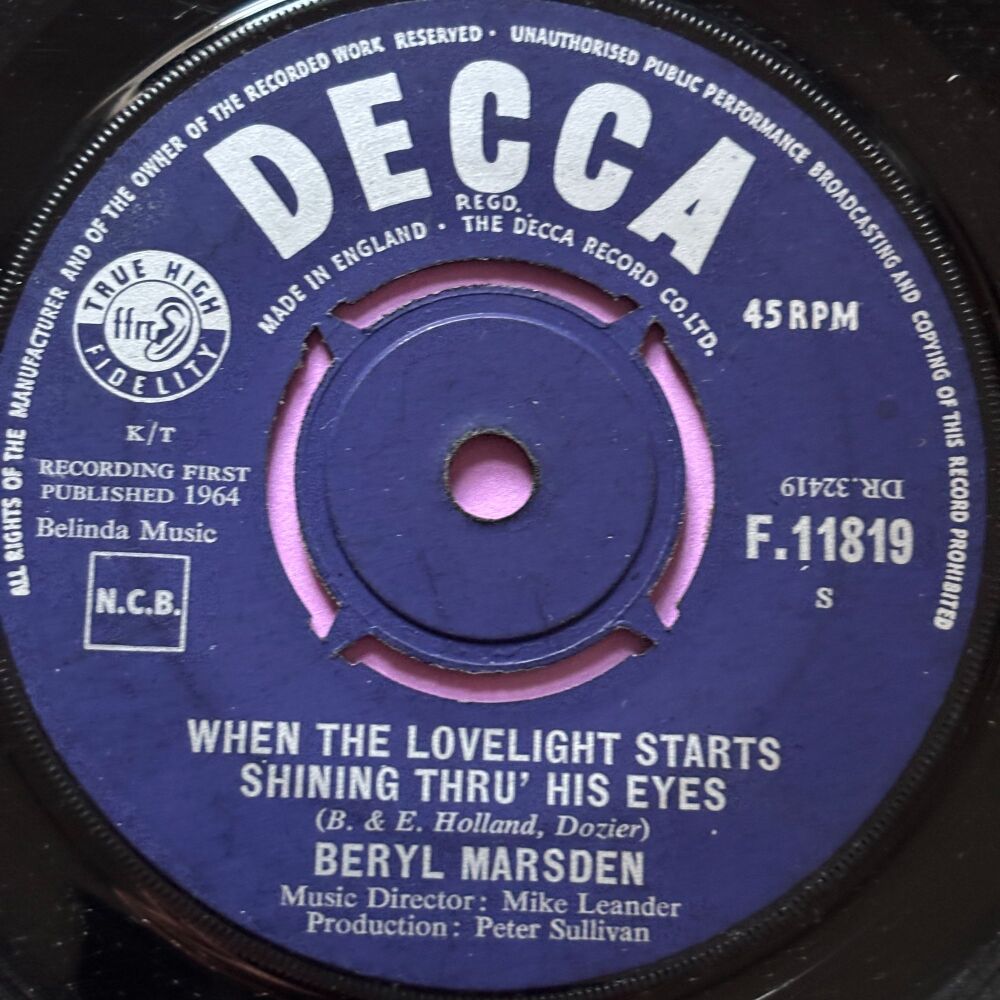 Beryl Marsden-When the lovelight starts shining thru' his eyes-UK Decca E+