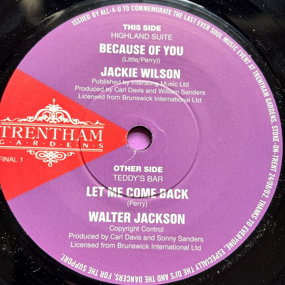 Jackie Wilson-Because of you/ Walter Jackson-Let me come back-Trentham E+