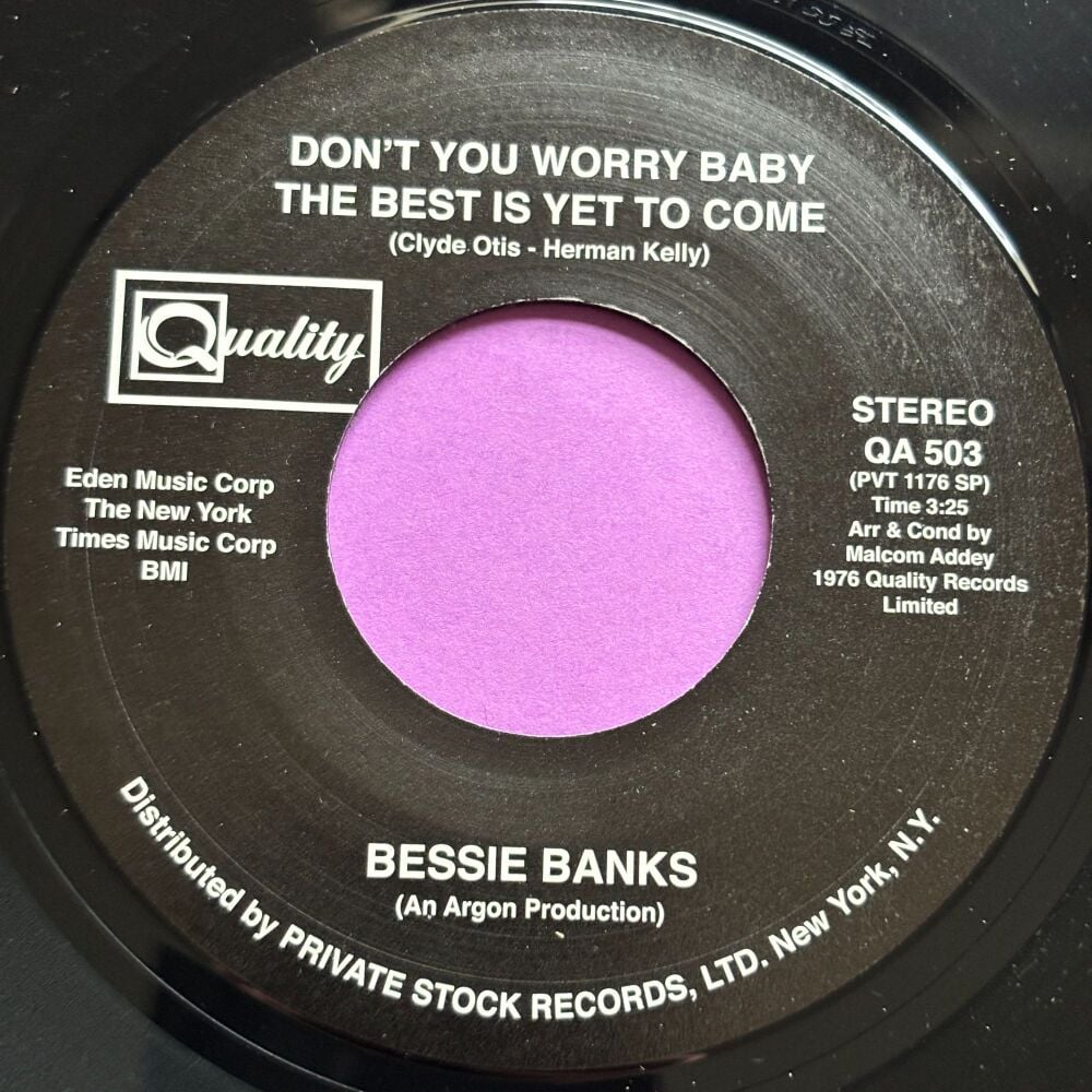 Bessie Banks-Don't you worry baby...-Quality R E+