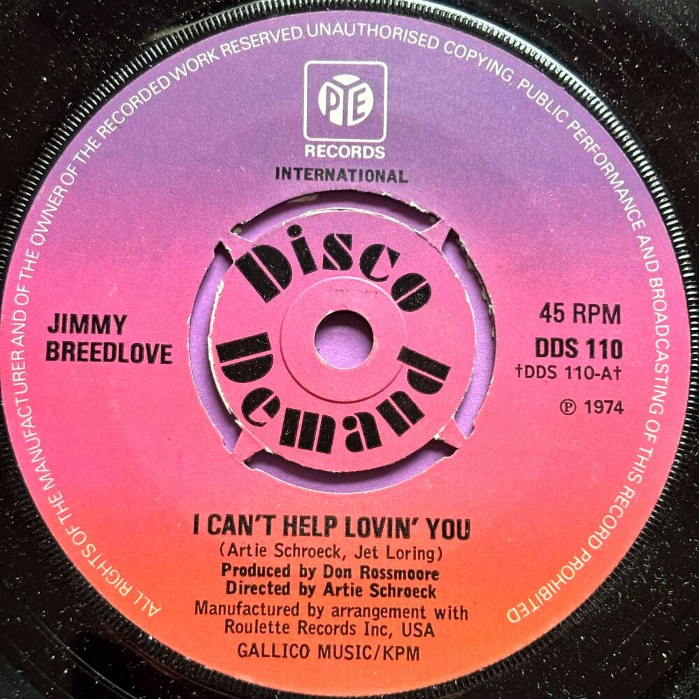 Jimmy Breedlove-I can't help lovin' you-UK Pye E+