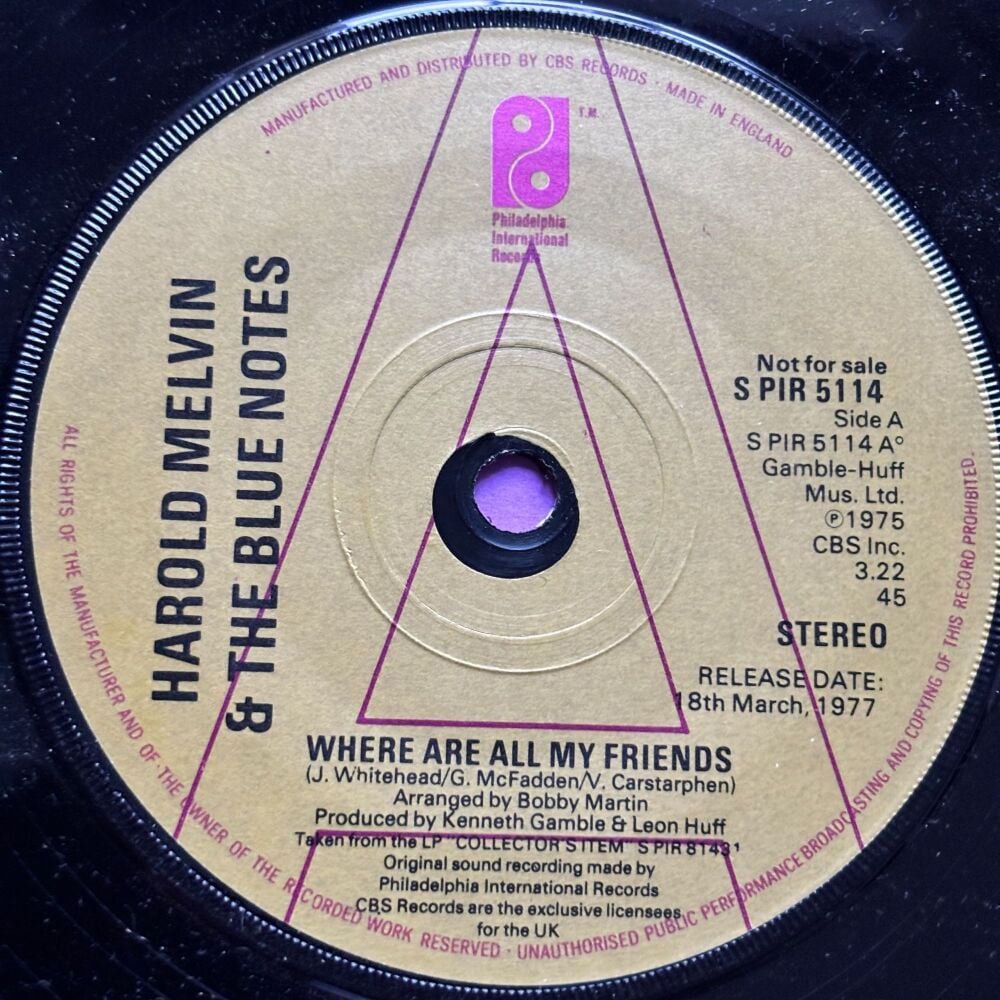 Harold Melvin and the Bluenotes-Where are all my friends-UK PIR Demo E+