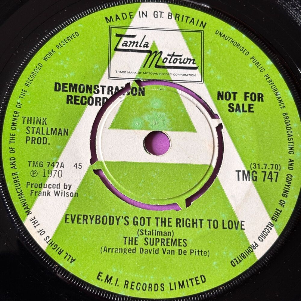 Supremes-Everybody's got the right to love-TMG 747 Demo vg+