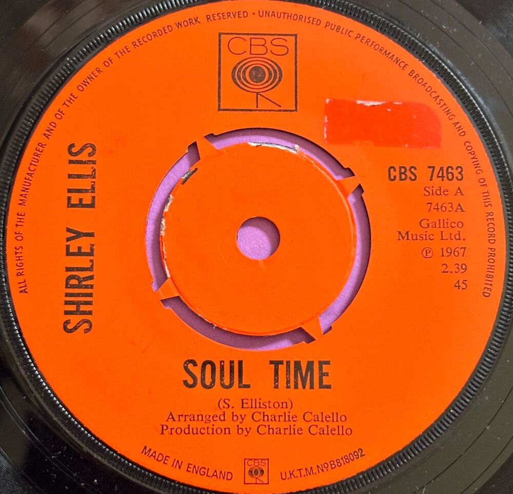 Shirley Ellis-Soul time-UK CBS stkr E+