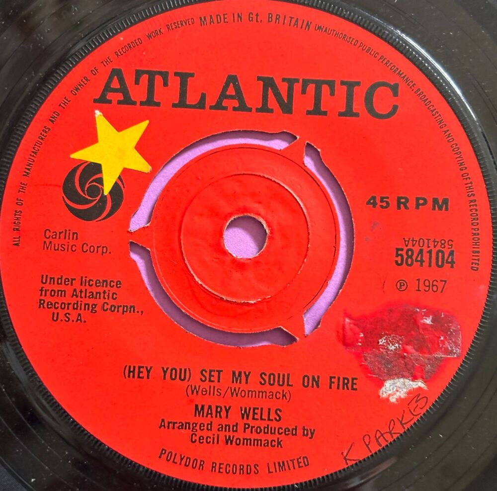 Mary Wells-Set my soul on fire/ Coming home-UK Atlantic stkr E