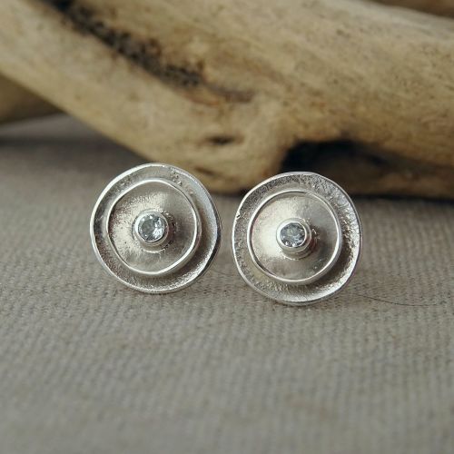 Silver Poppy Birthstone Stud Earrings