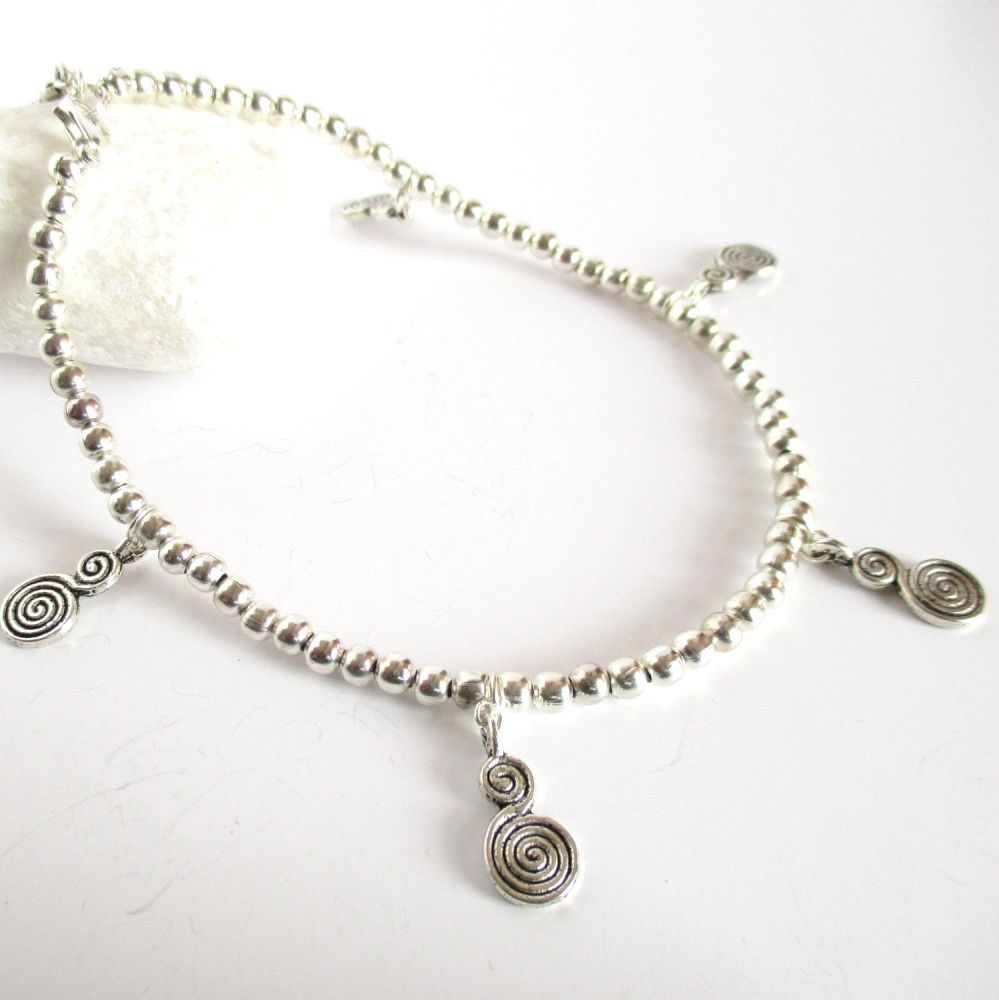 Silver Spiral Ankle Bracelet
