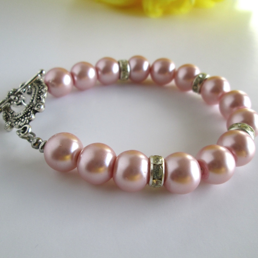 Pink Pearl Bridal Bracelet