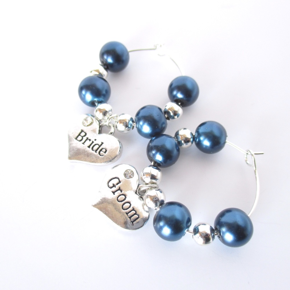 Bride and Groom Wine Glass Charms