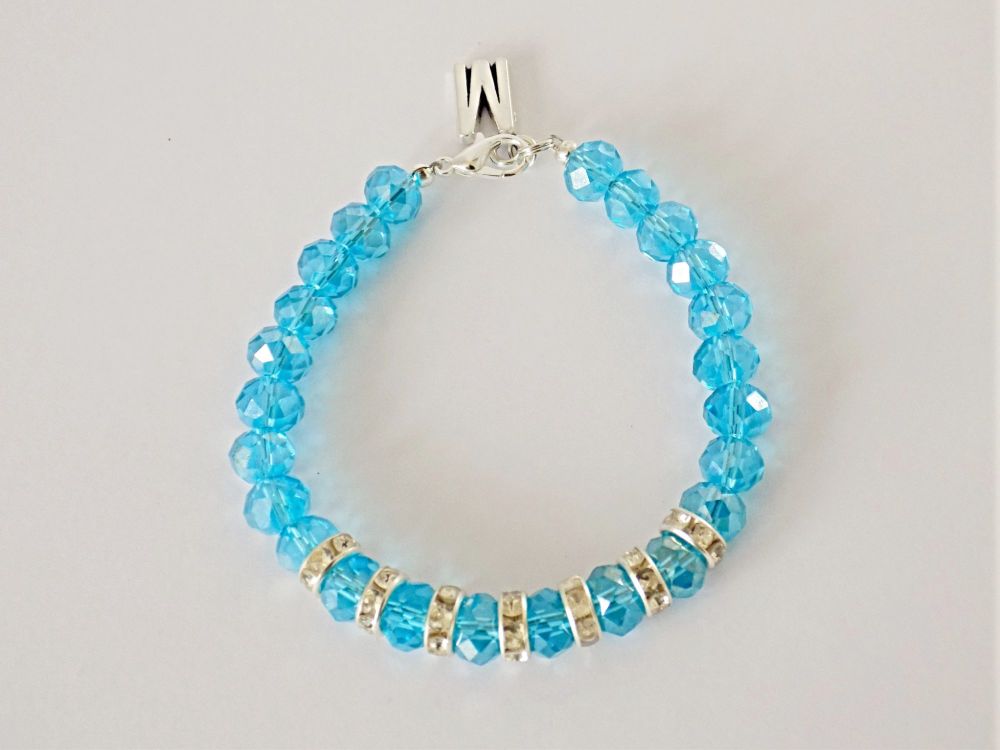 Blue Crystal Bracelet - facing foward