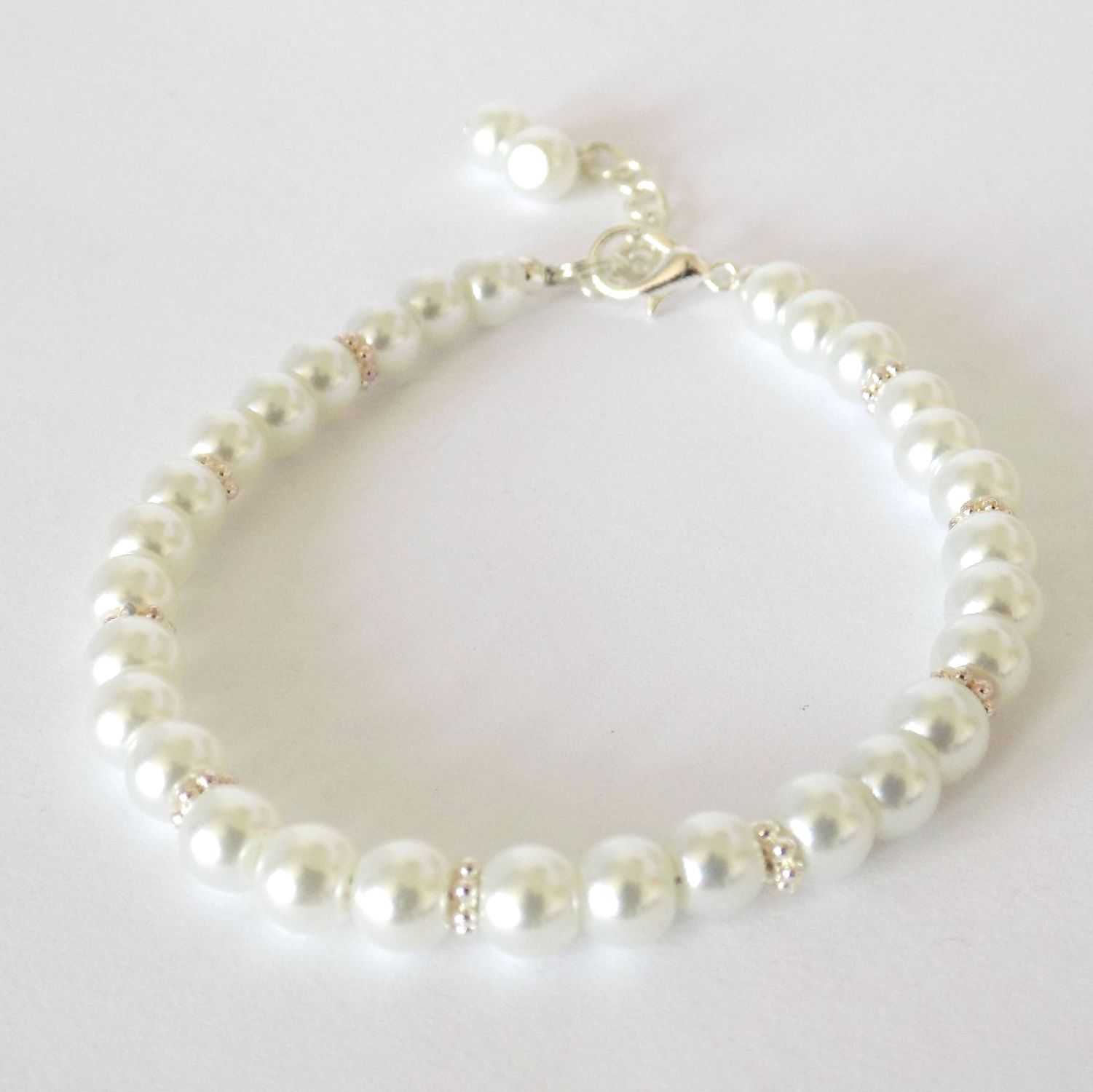 white flower girl bracelet