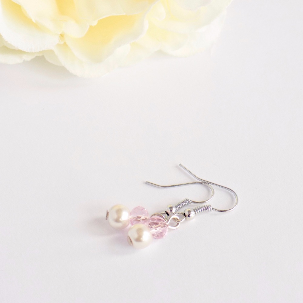 Pink Flower Girl Earrings 