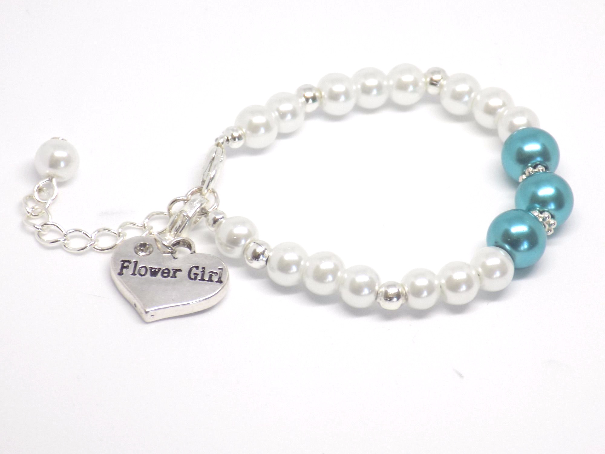 Teal Flower Girl Bracelet