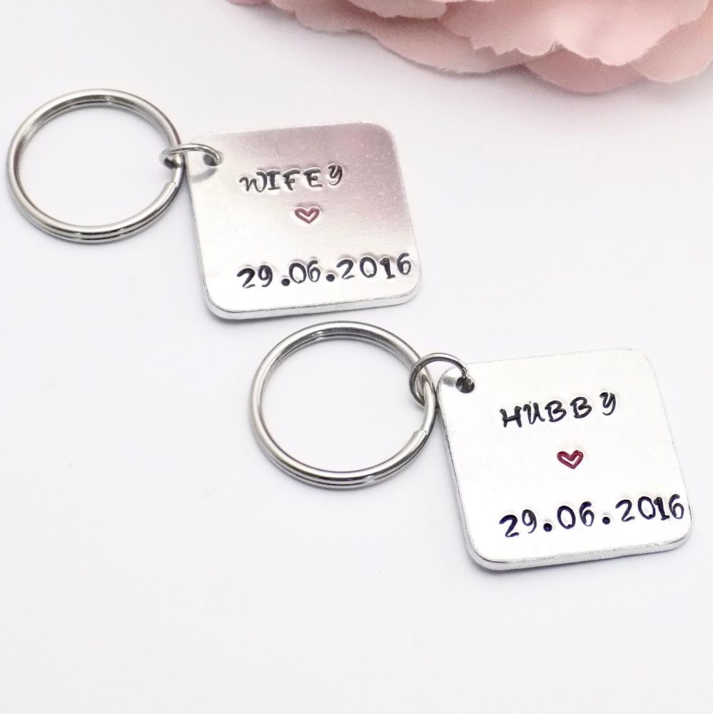 Hubby and Wifey Keyrings.