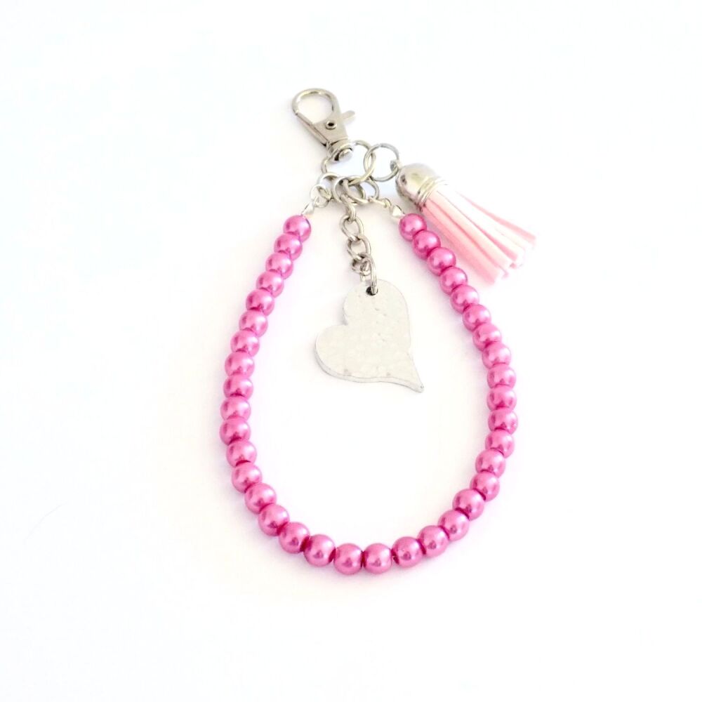 Pink Beaded Bag Charm