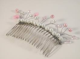 Pink Pearls and Crystal Bridal Comb