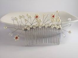 red flower bridal comb