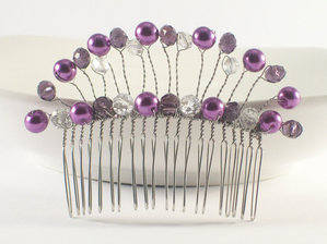 purple bridal comb