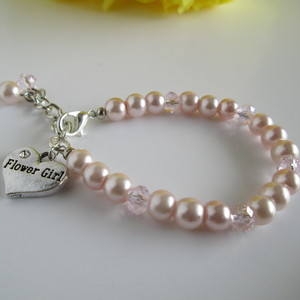pink flower girl bracelet