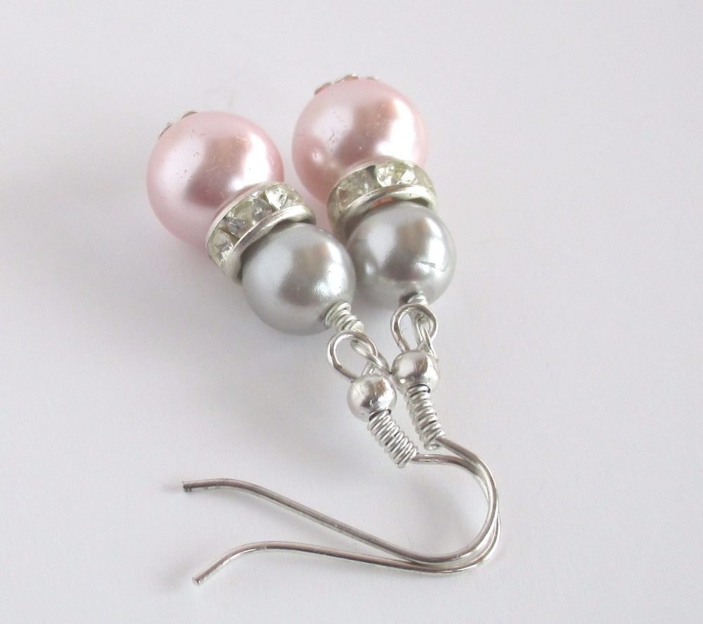 Pink and Grey Pearl Earrings