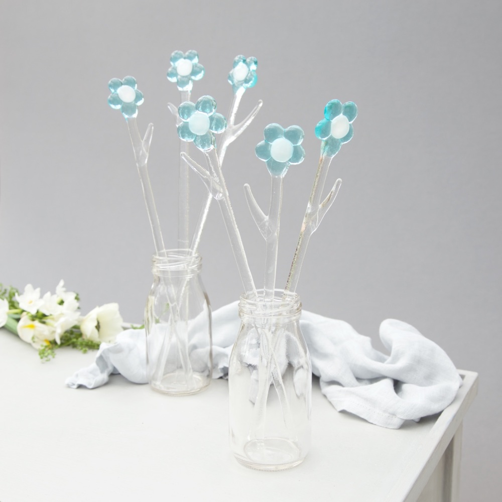 Blue glass flowers