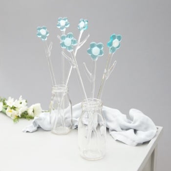 Fused glass flower - Blue
