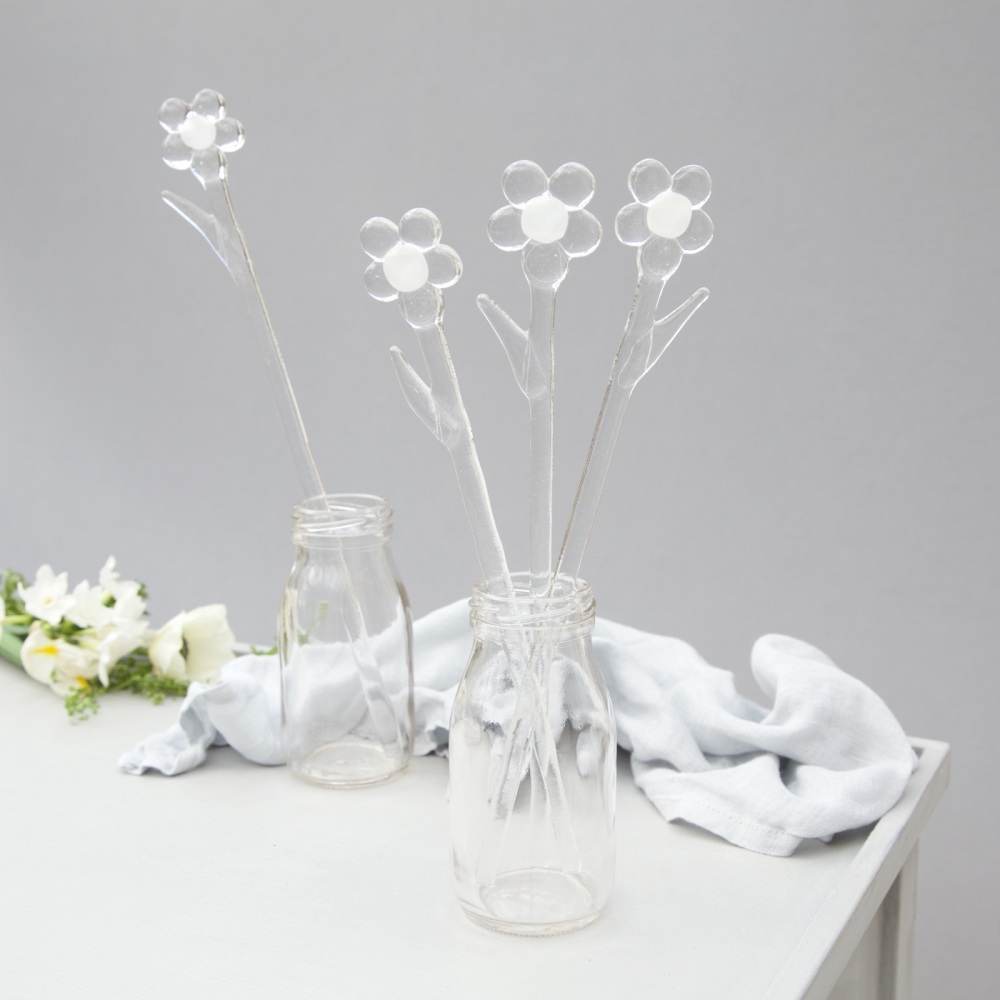 Clear glass flowers