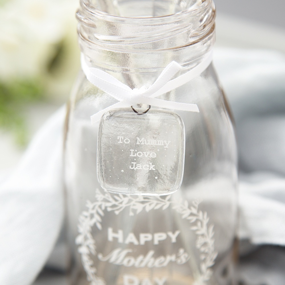 Mother's Day personalised glass gift tags for mini bottles
