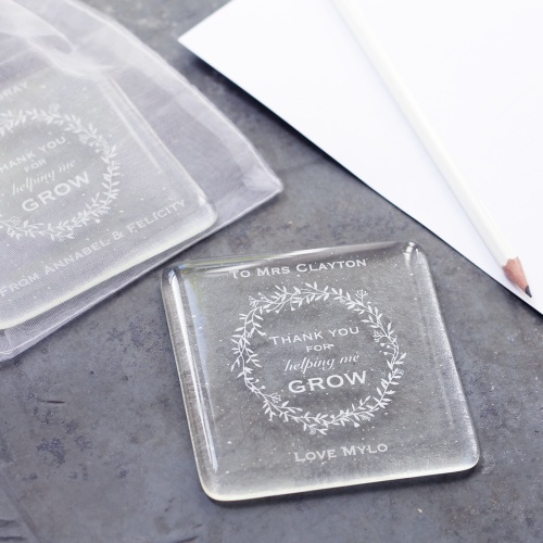 Personalised Thank you For Helping Me Grow glass coaster