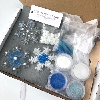 Fused Glass Kit - Snowflakes - Blue and white