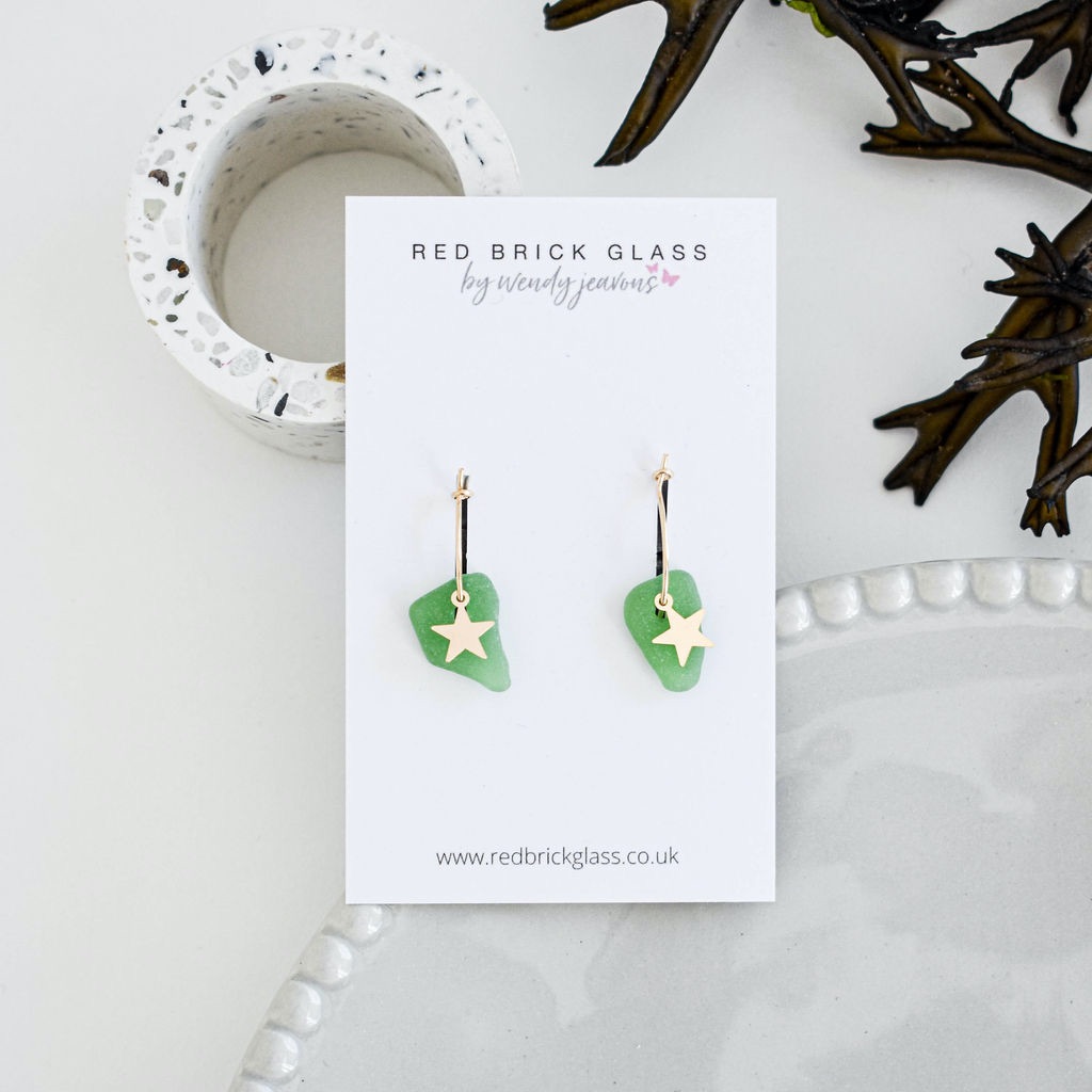 Sea glass hoop earrings