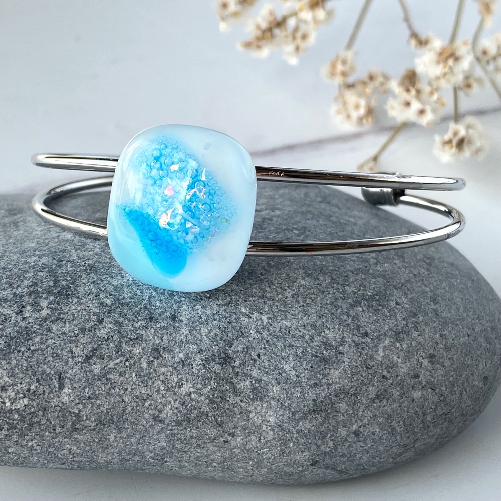 Ocean droplet bangle, silver-plated.