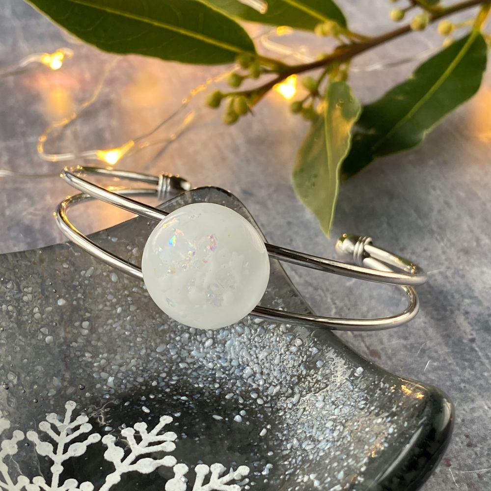 Ocean bubbles bangle, silver-plated.