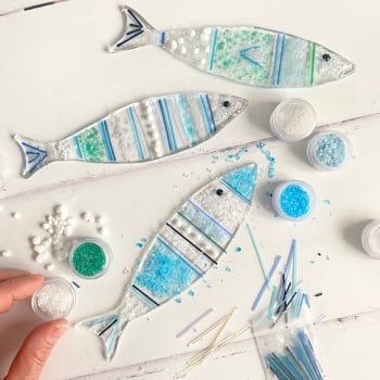 Fused Glass Kit - Fish with iridescent glass