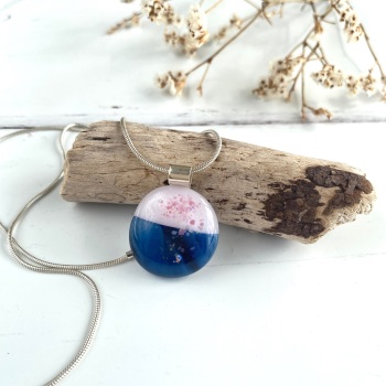 'Shimmer' fused glass pendant / necklace - sterling silver