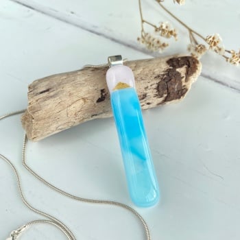 'Wave' fused glass pendant /  necklace - sterling silver