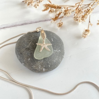 'Shore' sea glass necklace - sterling silver