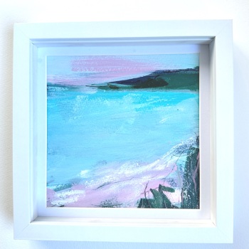 Evening Swim - acrylic paint on paper - framed