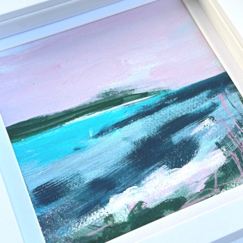 Summer Skies - acrylic paint on paper - framed